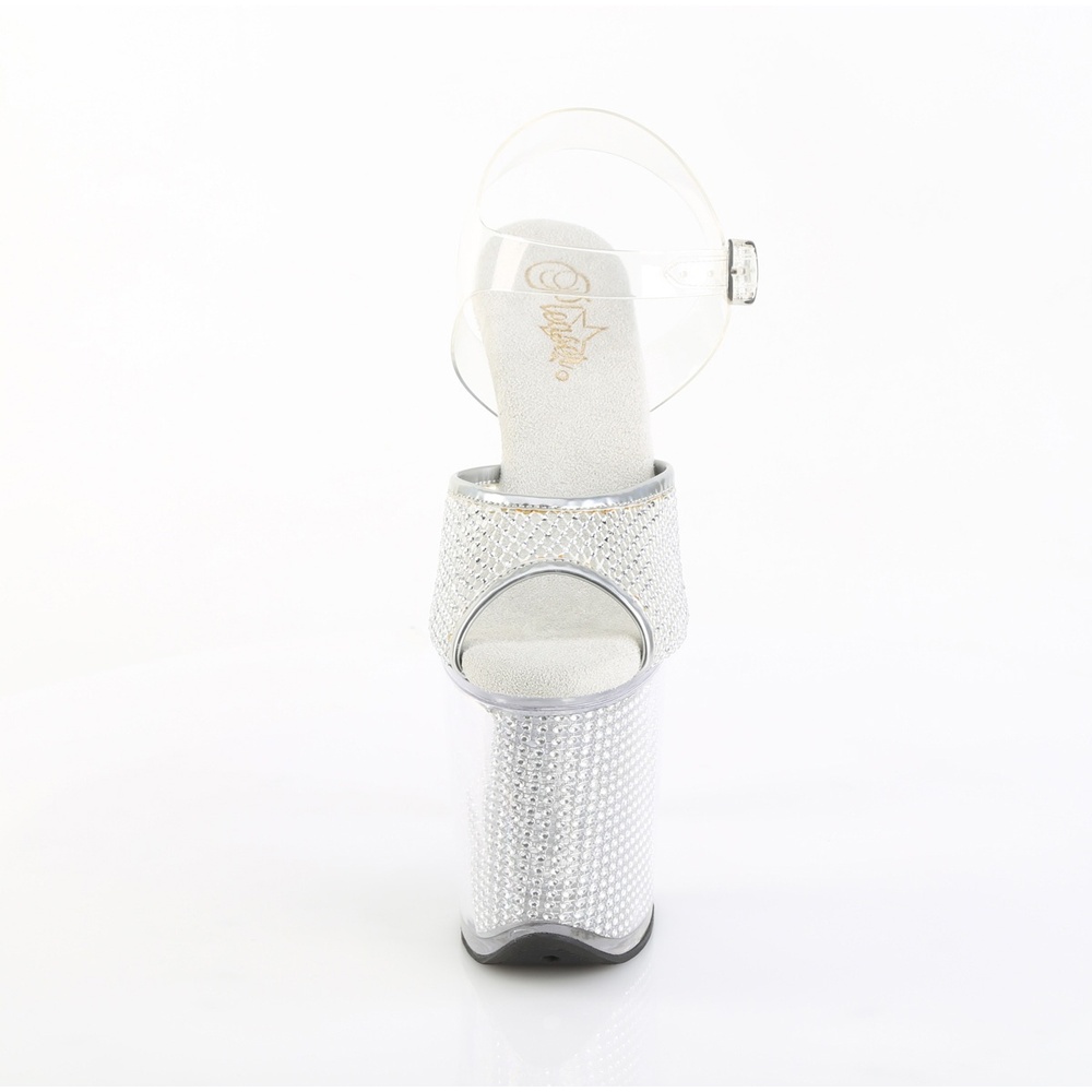 Pleaser - FLAMINGO808PREMRSN Sandaal met enkelband, Paaldans schoenen - Zilverkleurig